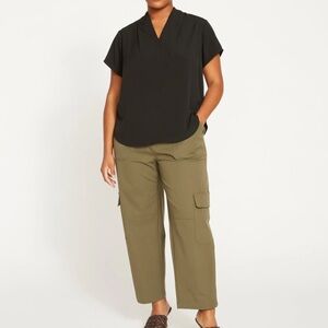 Universal Standard Karlee Stretch Cotton Twill Cargo Pant M 18/20 Ivy Utility
